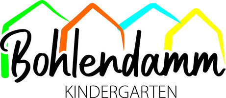 Vier bunte Häuser, im Vordergrund steht Kindergarten Bohlendamm